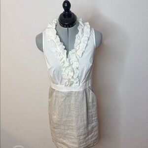 ANN TAYLOR LOFT White Eyelet Ruffle Blouse Sleeveless Feminine Classic 4P NWT